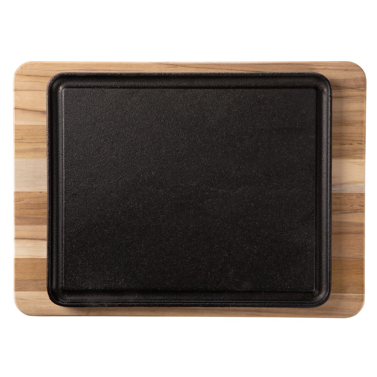 Fuente Bandeja de Hierro Fundido con Tabla en Madera Churrasco Essencial 35 x 25 cm