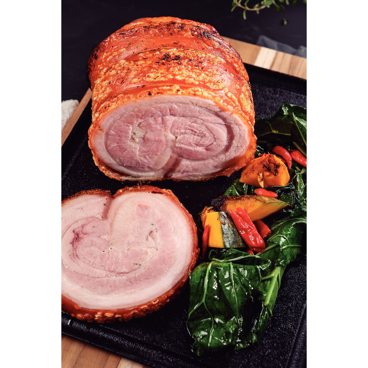 FUENTE DE HIERRO FUNDIDO CON BANDEJA MADERA TECA - CHURRASCO ESSENCIAL