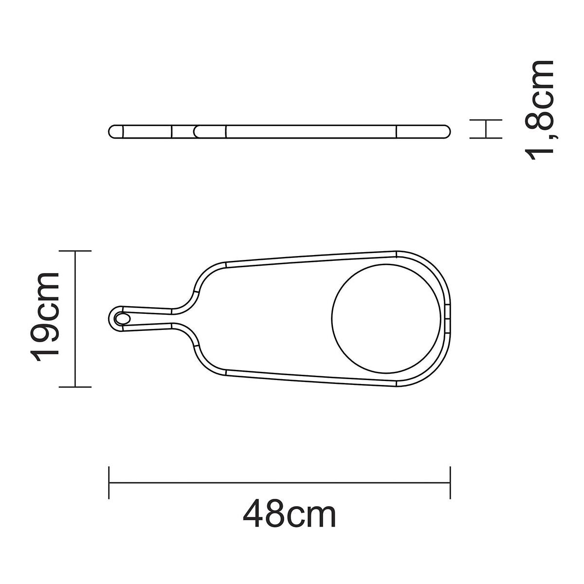 Tabla de Madera Teca para Quesos c/ Piedra redonda Provence 48 x 19 cm