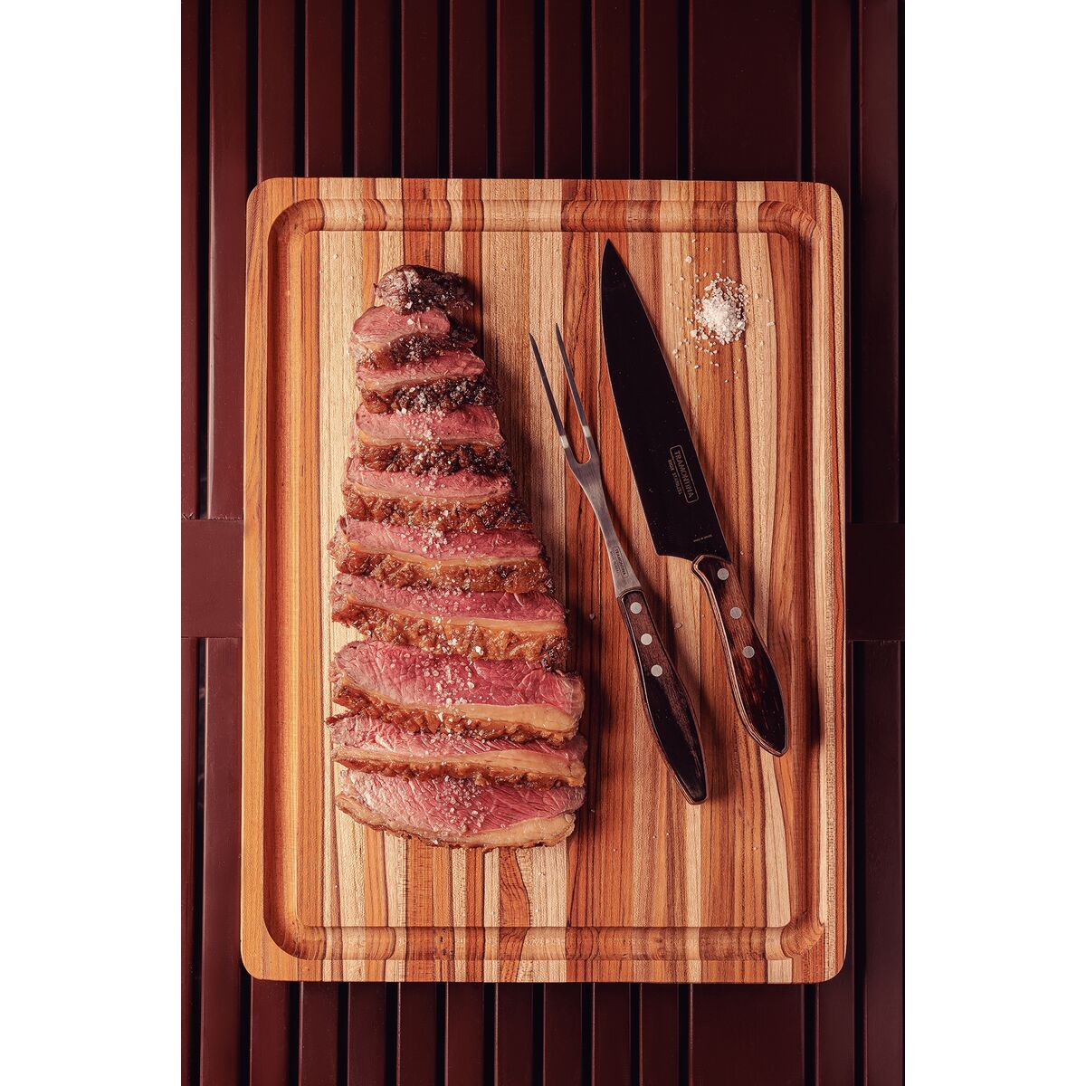 TABLA DE TECA PARA PRESENTACION Y CORTE 40 X 30 X 3CM - CHURRASCO PREMIUM