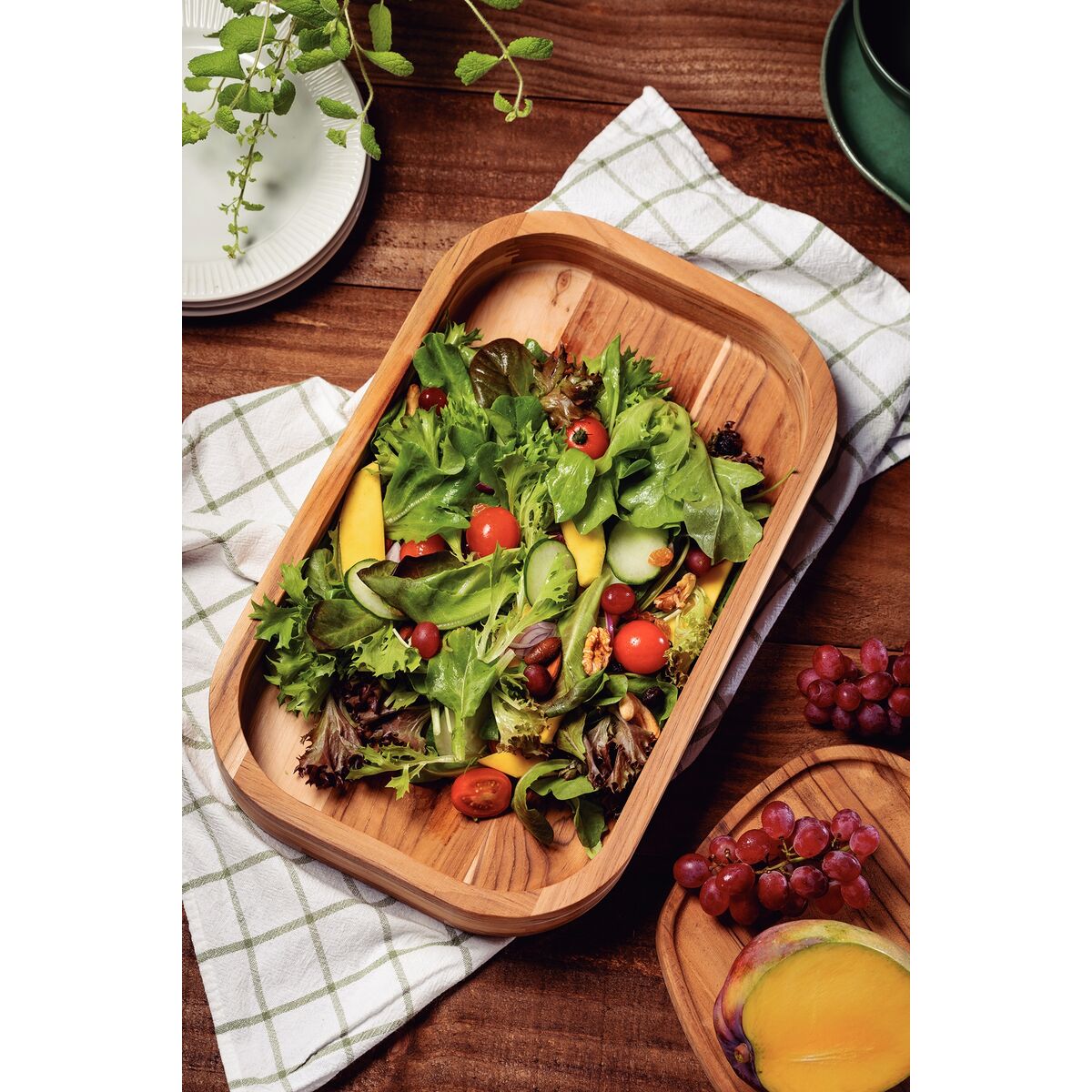 FUENTE DE MADERA DE TECA 40X25X5CM - CHURRASCO ESSENCIAL