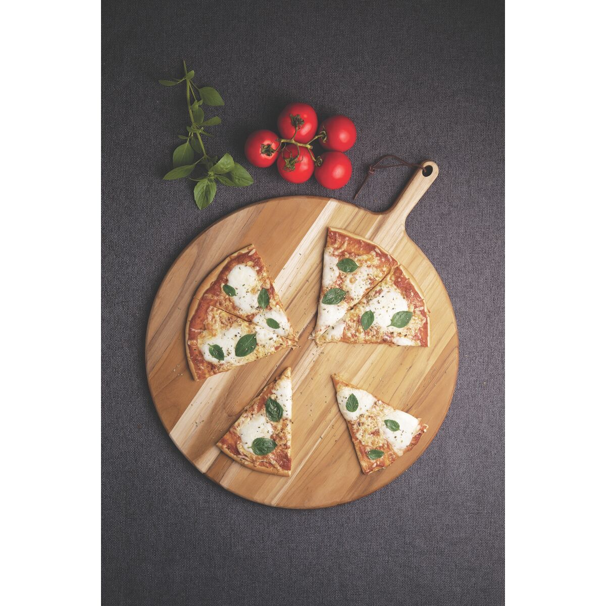 TABLA DE TECA PARA SERVICIO Y PRESENTACION PIZZA 52 X 40 X 1,5CM - PROVENCE