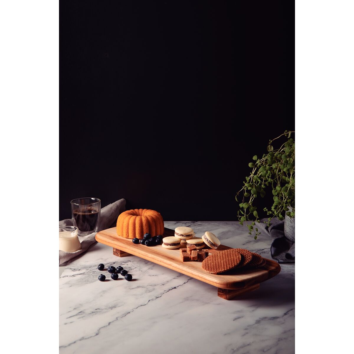 Tabla de Madera Teca certificada para Servicio y Presentación con patas Provence 50 x 18 cm