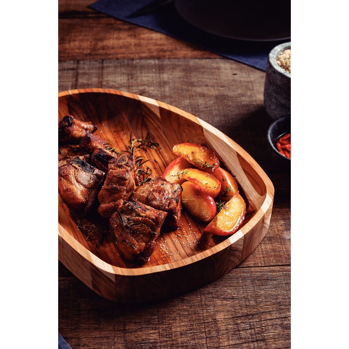 TABLA DE TECA PARA SERVICIO Y PRESENTACION 37 X 30 X 5CM - CHURRASCO PREMIUM