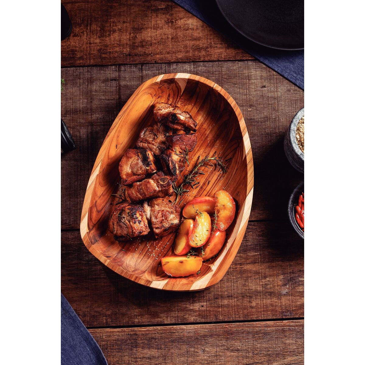 TABLA DE TECA PARA SERVICIO Y PRESENTACION 37 X 30 X 5CM - CHURRASCO PREMIUM