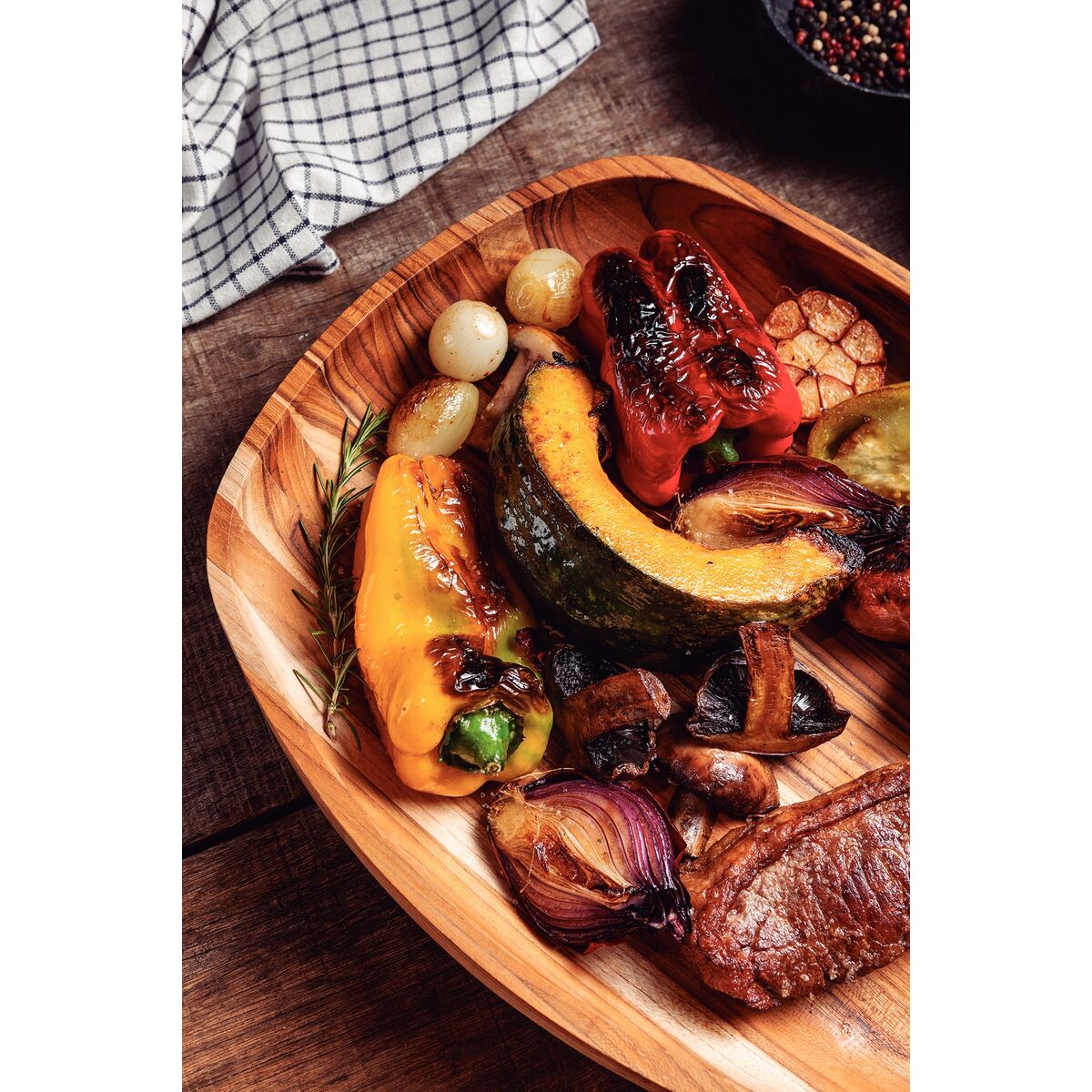 Tabla Bandeja de Madera Teca certificada para Servir 44 x 33 cm Churrasco Premium