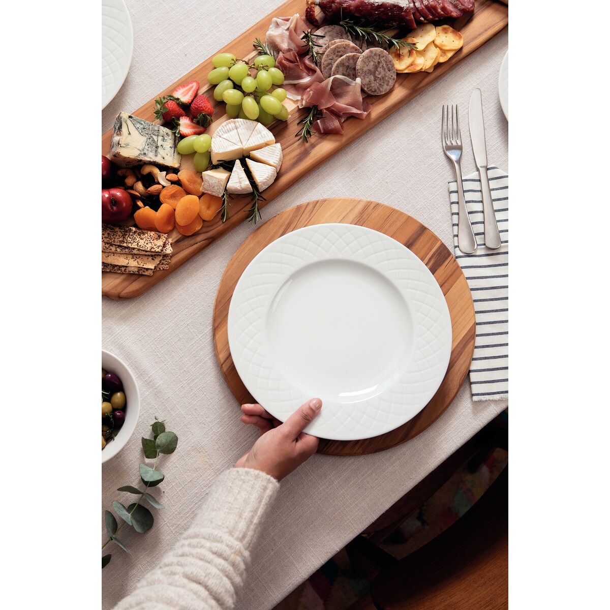 BAJOPLATO MADERA DE TECA 33CM - PROVENCE