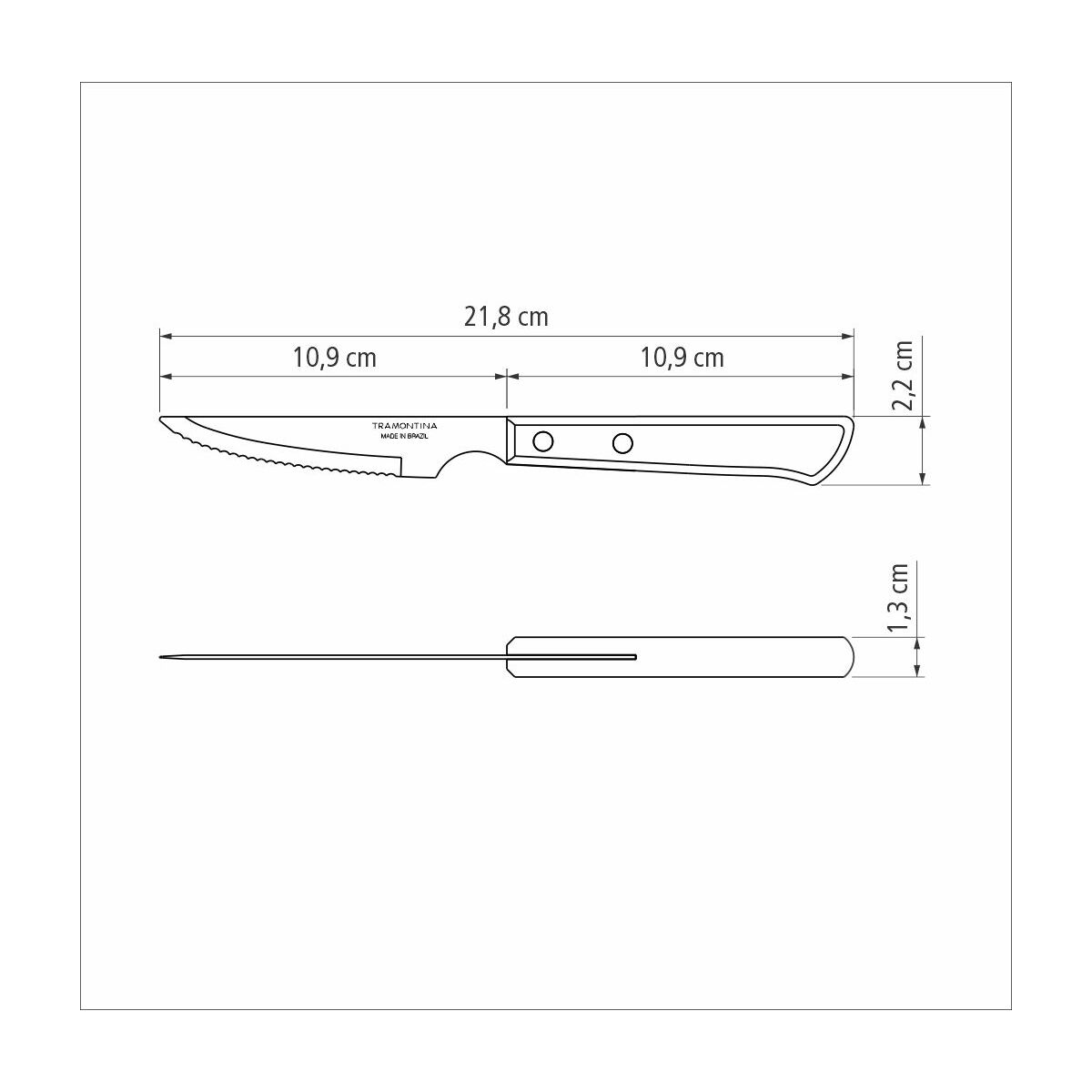 JUEGO DE CUCHILLOS CHULETEROS 11CM 6PZAS. - POLYWOOD CASTAÑO