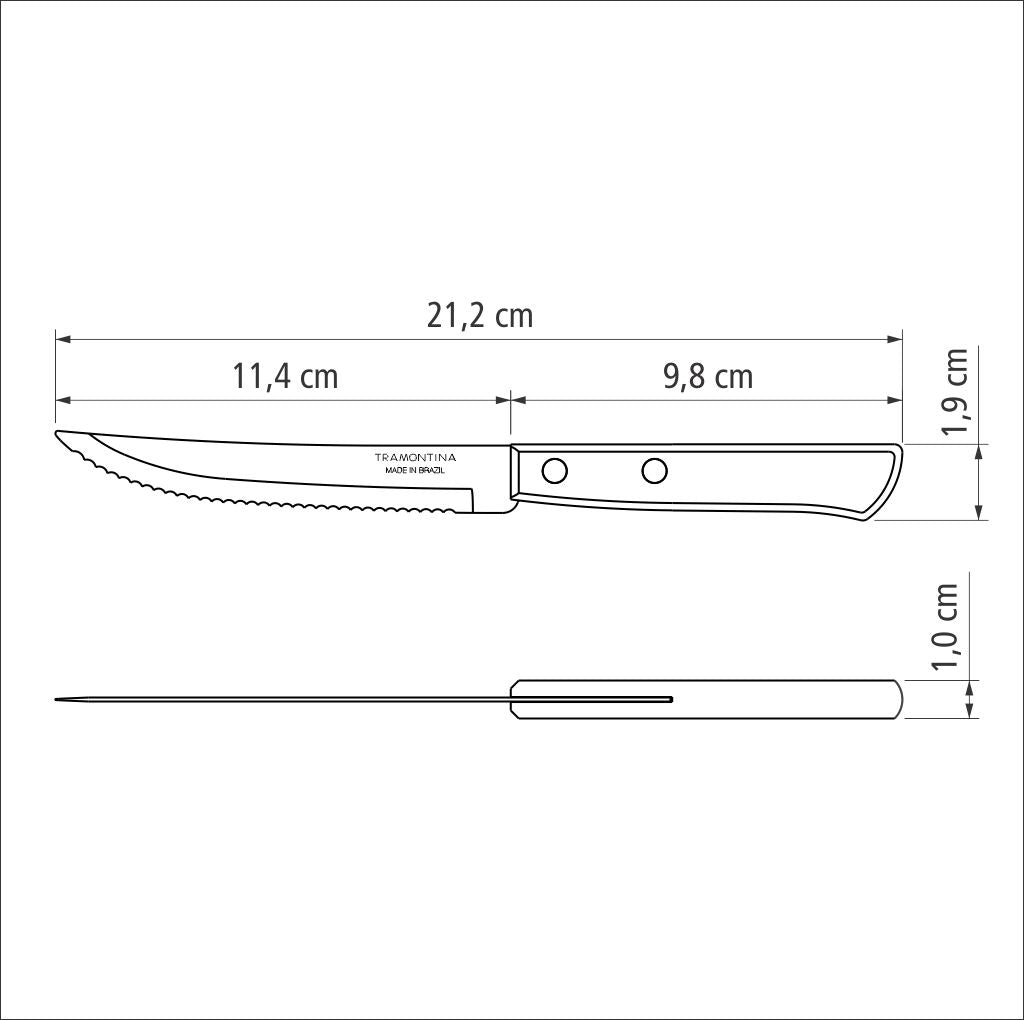 Tramontina Juego de Cuchillos para Carne de Acero Inoxidable con Mango Castaño Polywood 6 Piezas