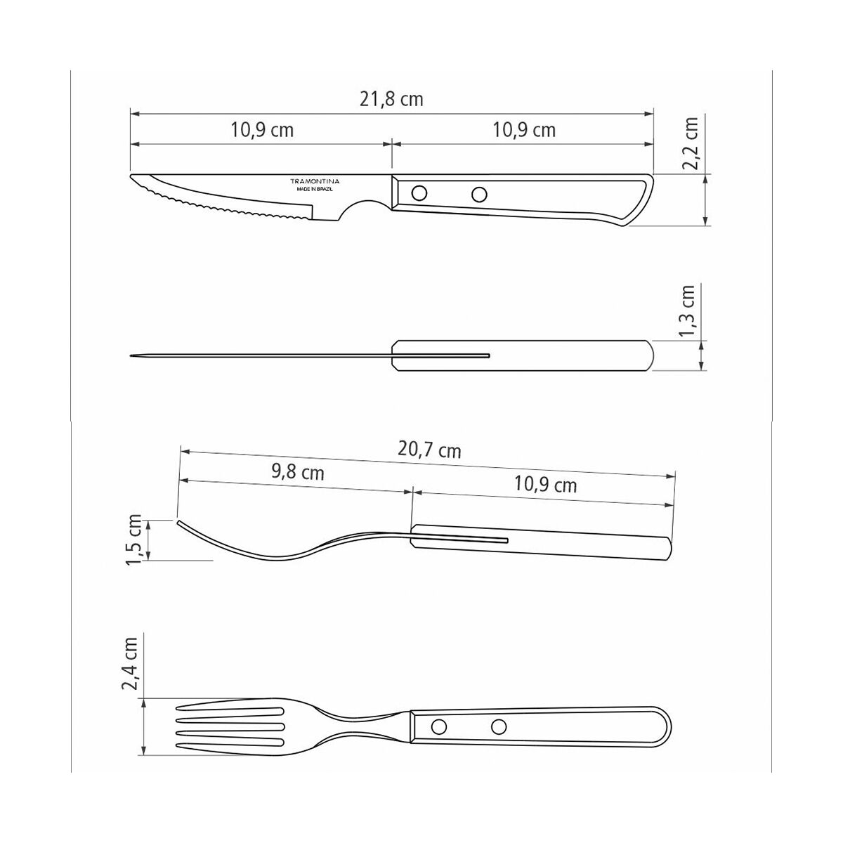 JUEGO CUBIERTOS PARA CARNE/ BBQ 12PZAS. - POLYWOOD CASTAÑO