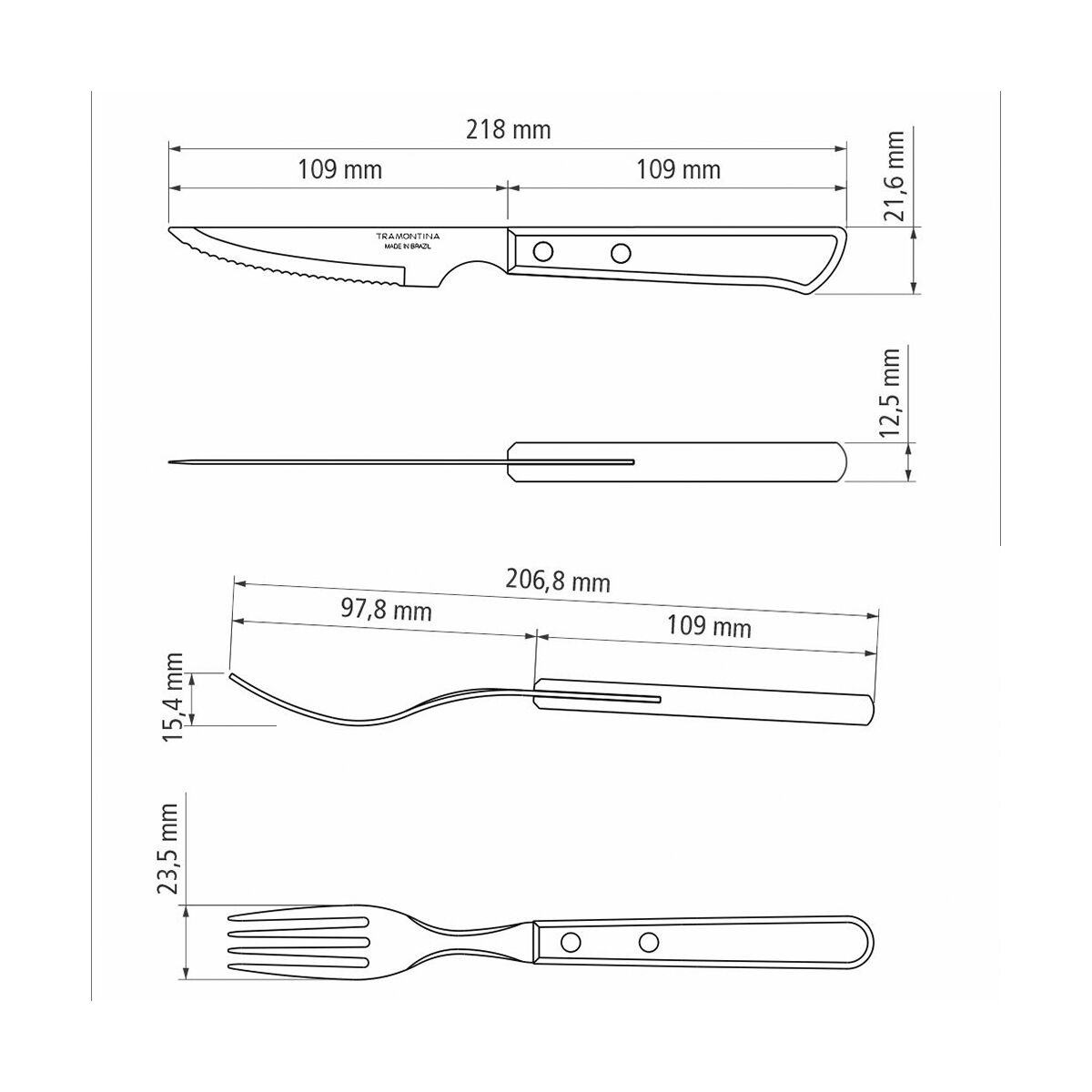 JUEGO CUBIERTOS PARA CARNE/ BBQ 12PZAS. - POLYWOOD CASTAÑO