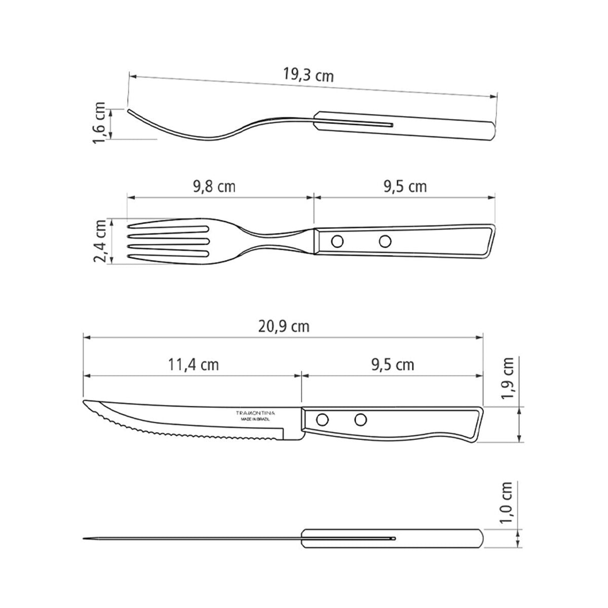 JUEGO DE CUBIERTOS PARA CARNE/BBQ 12PZAS. - TRADICIONAL