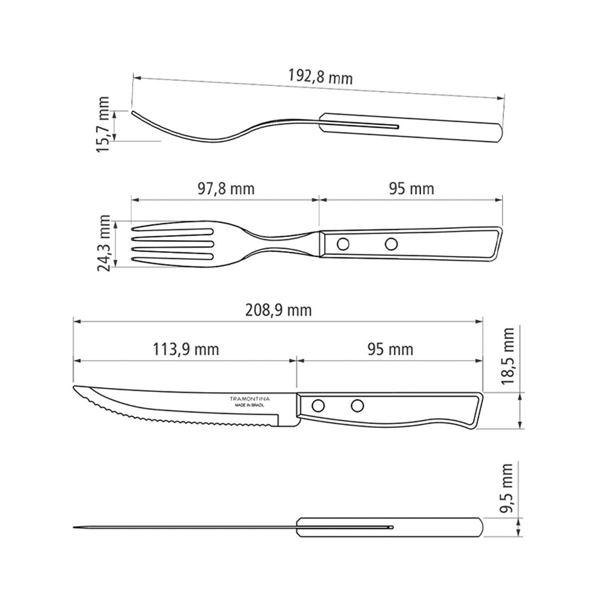 JUEGO DE CUBIERTOS PARA CARNE/BBQ 12PZAS. - TRADICIONAL