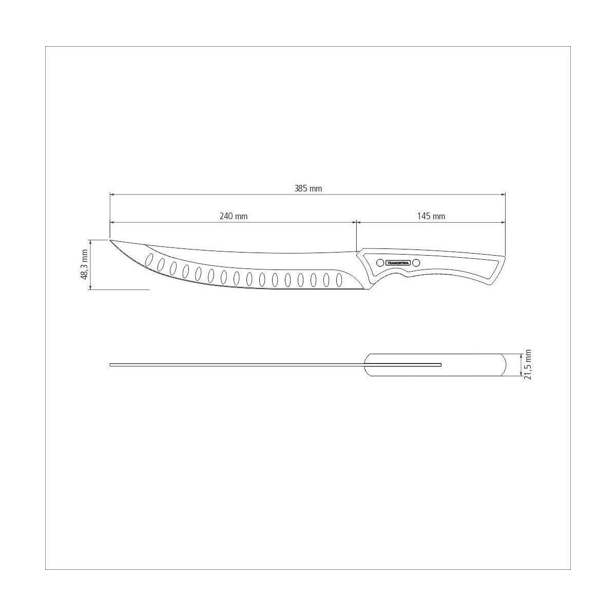 CUCHILLO PARA CARNE ALVEOLADO CURVO 25CM - BLACK COLLECTION FSC