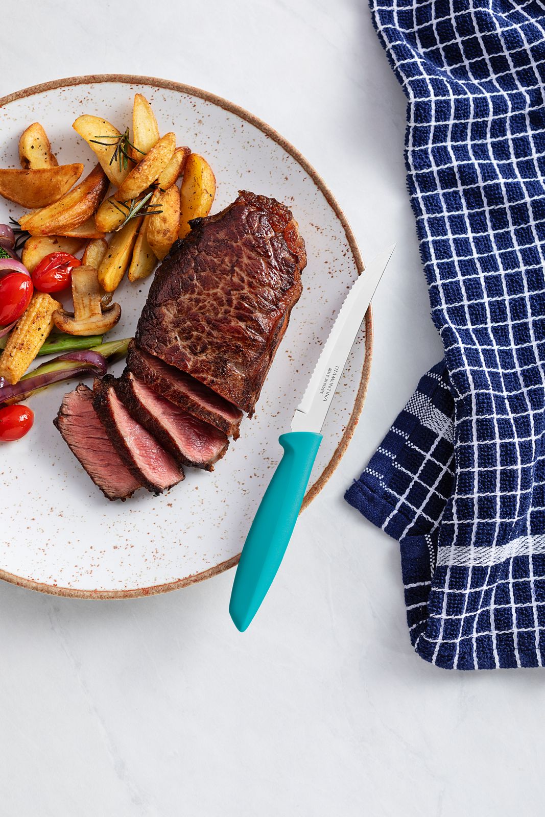 Tramontina Cuchillo Dentado Plenus Turquesa Acero Inoxidable 12 unidades