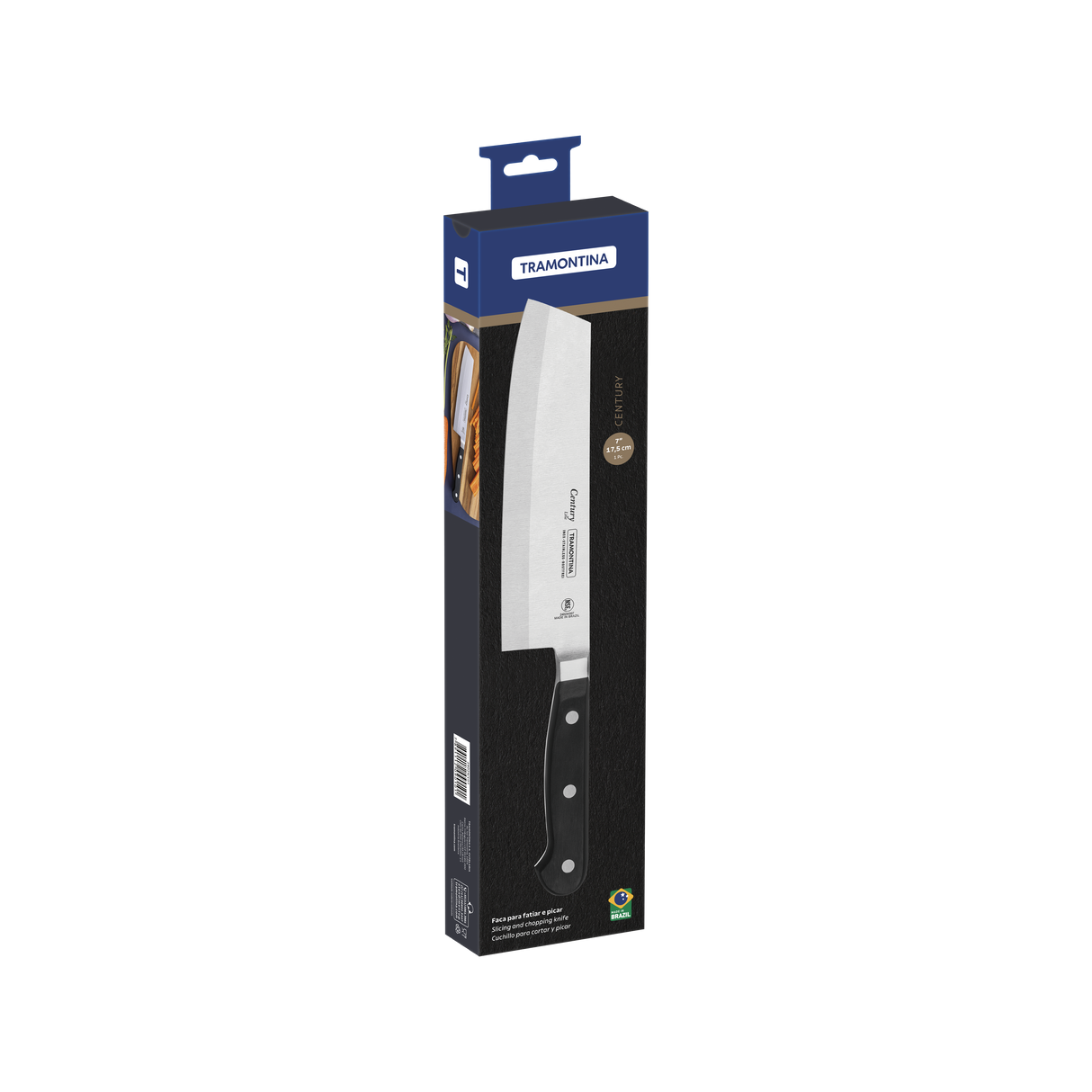 Cuchillo Usuba para Rebanar y Picar en Acero Inoxidable Century NSF 18 cm Tramontina