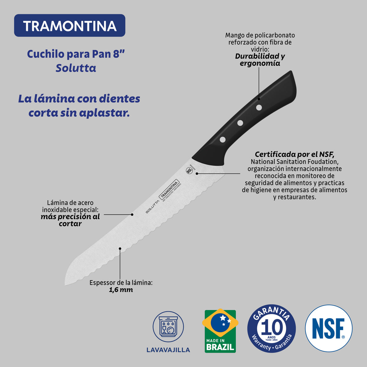 CUCHILLO PARA PAN 20,5CM - SOLUTTA