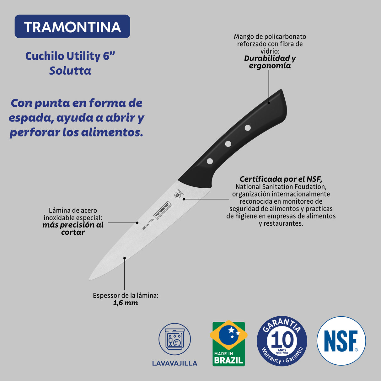 Tramontina Cuchillo Multiuso Solutta 15 cm