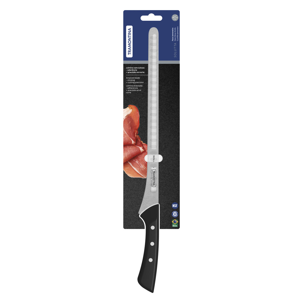 Cuchillo Jamonero Alveolado Solutta 29 cm Tramontina