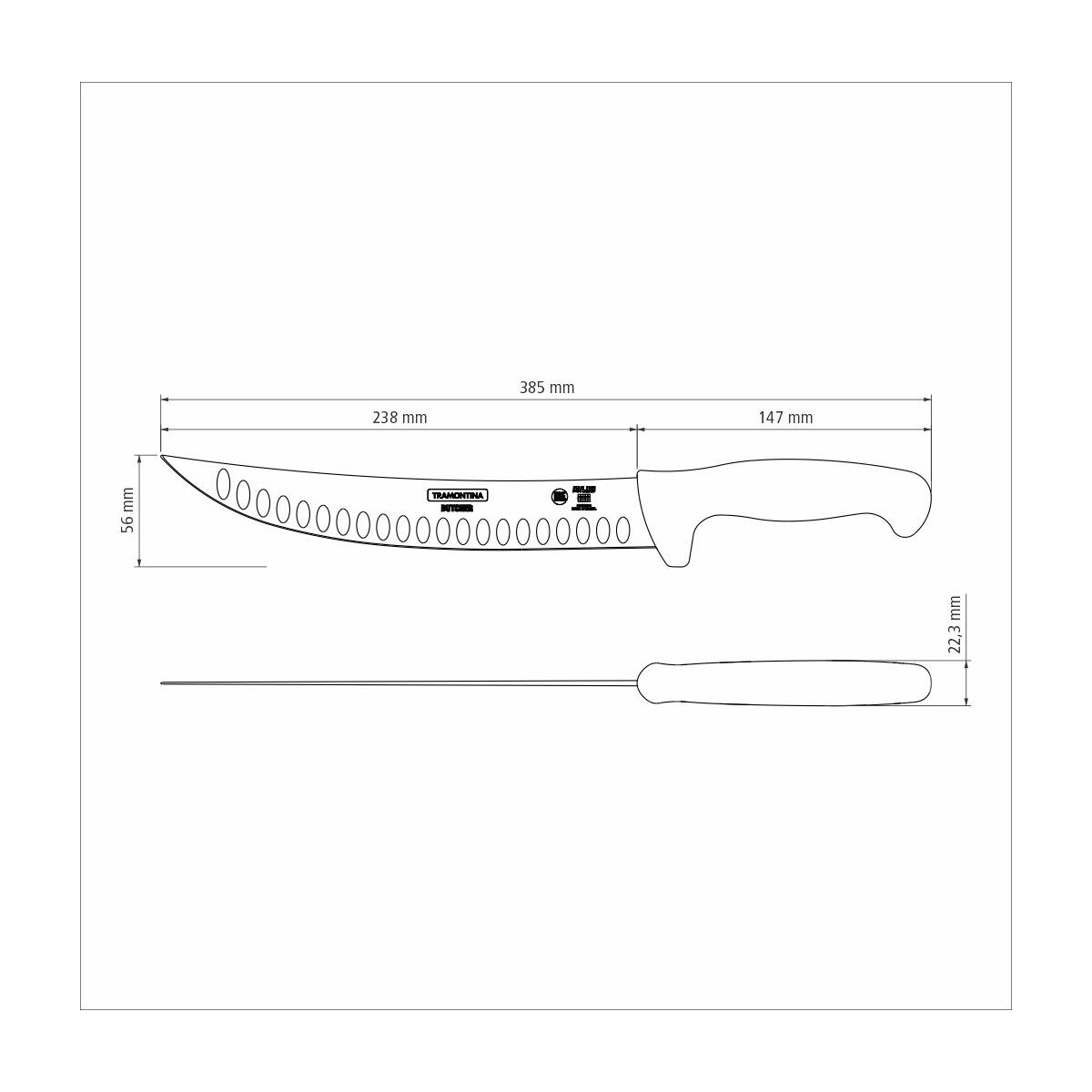 CUCHILLO CARNICERO CURVO ALVEOLADO 25CM - PROFESIONAL NEGRO NSF