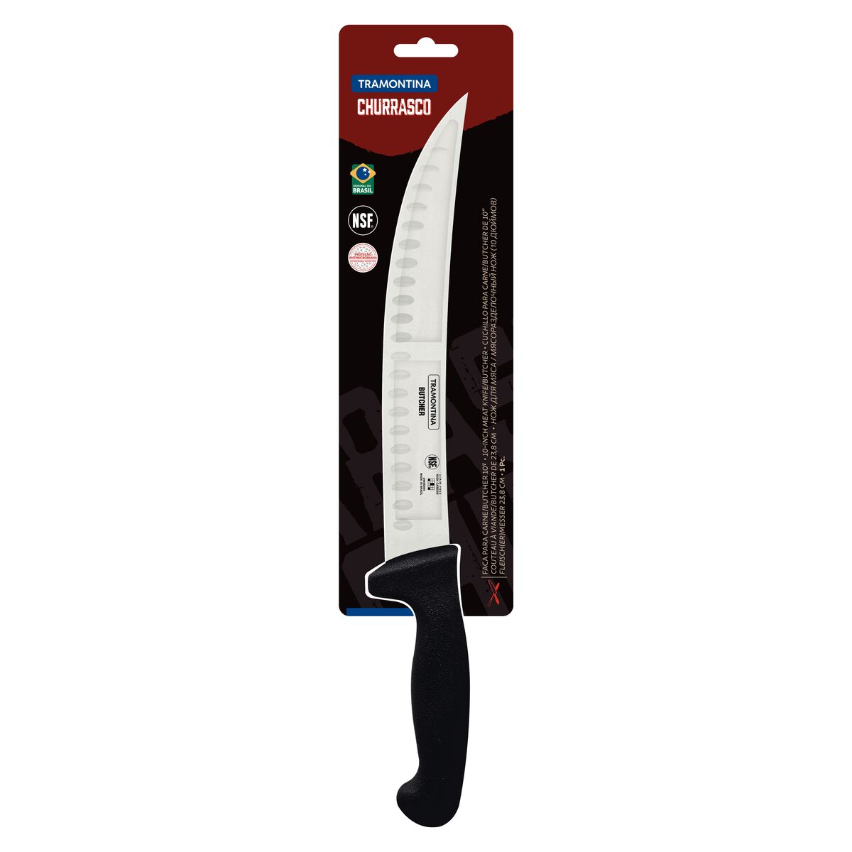 CUCHILLO CARNICERO CURVO ALVEOLADO 25CM - PROFESIONAL NEGRO NSF
