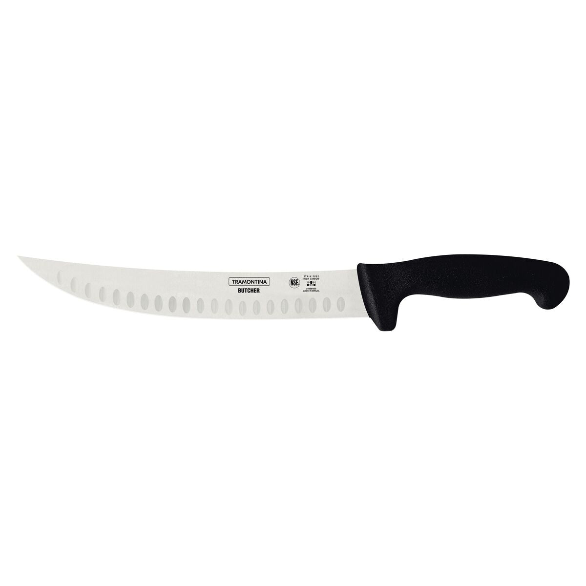 CUCHILLO CARNICERO CURVO ALVEOLADO 25CM - PROFESIONAL NEGRO NSF