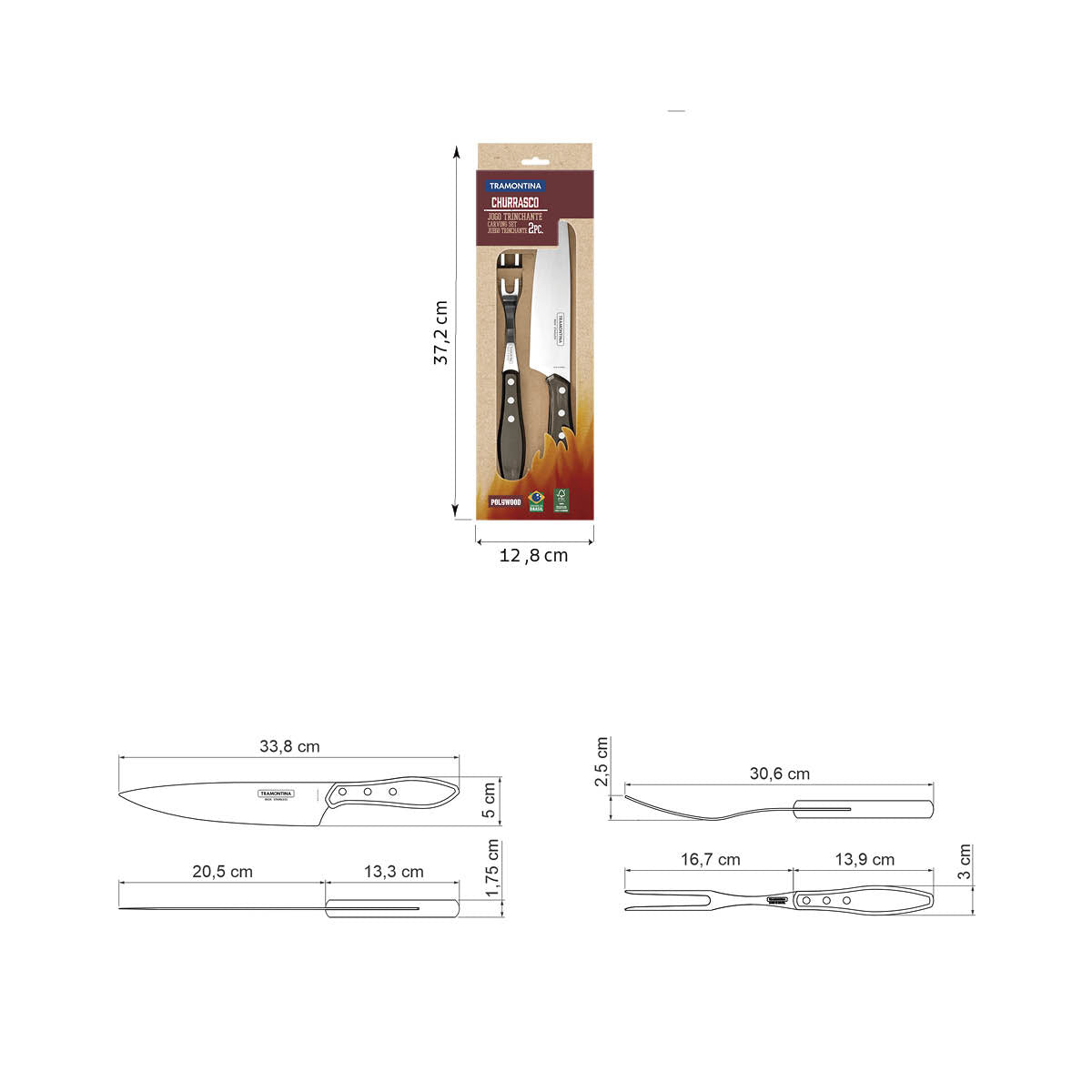 JUEGO PARA BARBACOA 2PZAS. - POLYWOOD FSC CASTAÑO