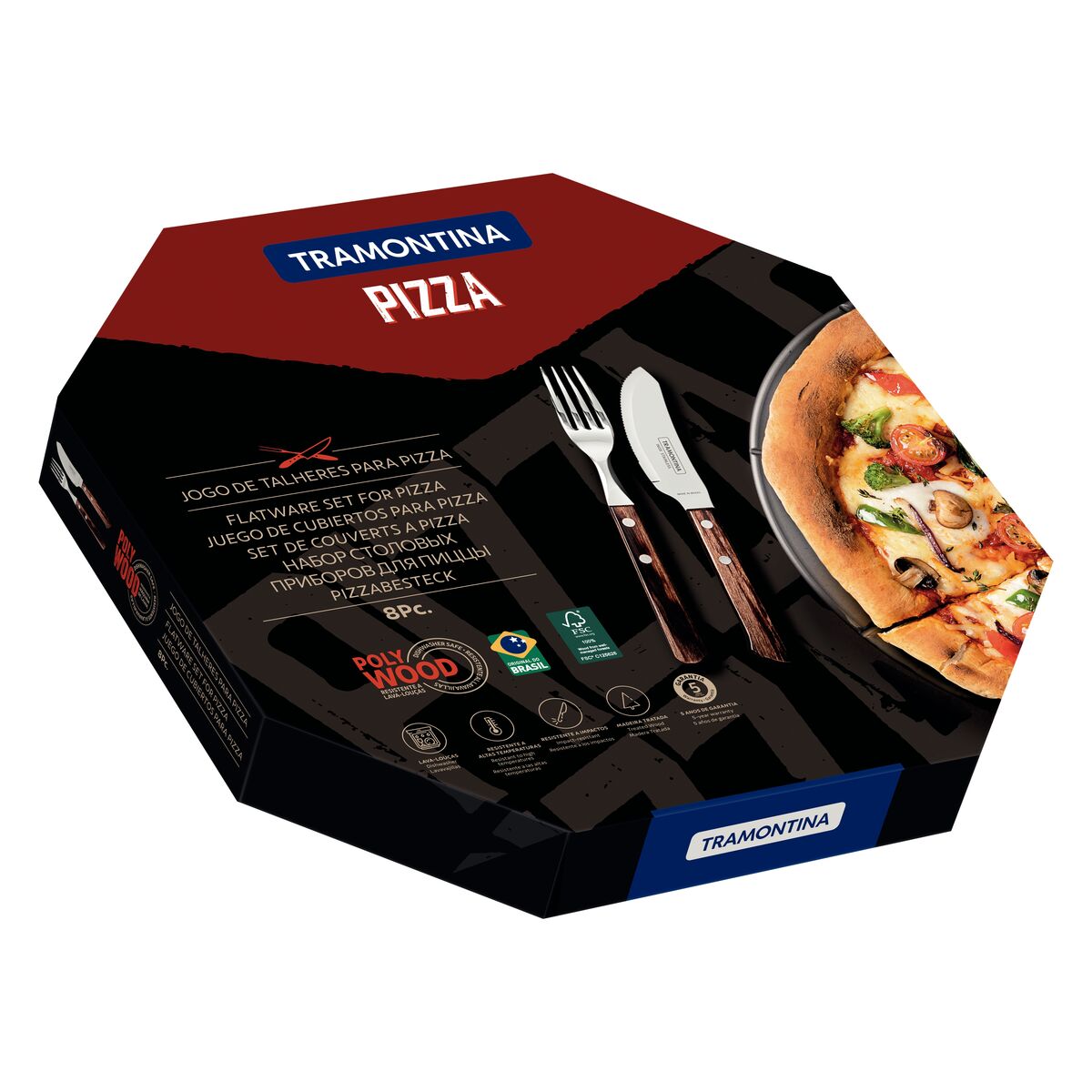 JUEGO PARA PIZZA 8 PZAS. - POLYWOOD FSC