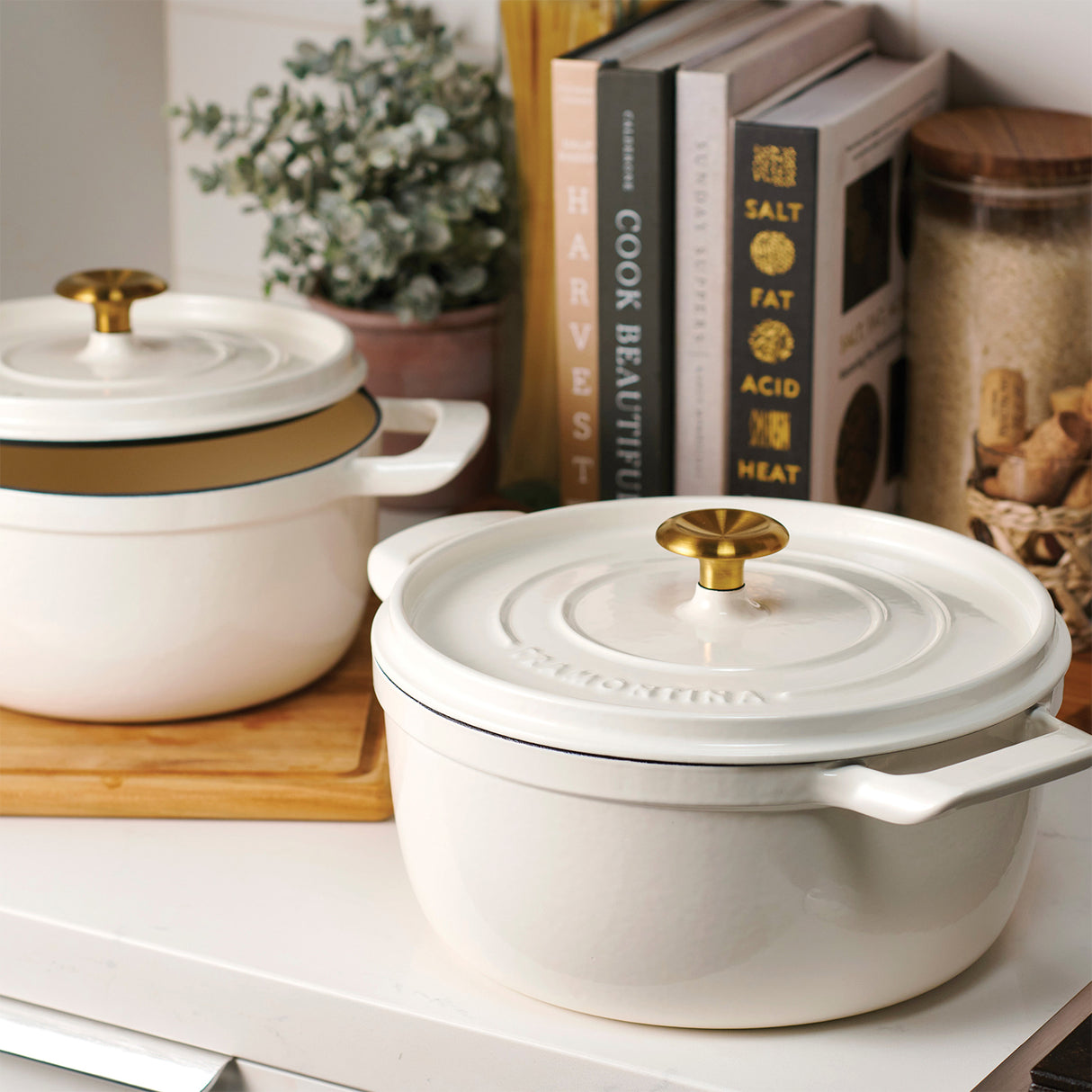 Tramontina Cocotte con Tapa de Hierro Fundido Esmaltado Latte 22 cm