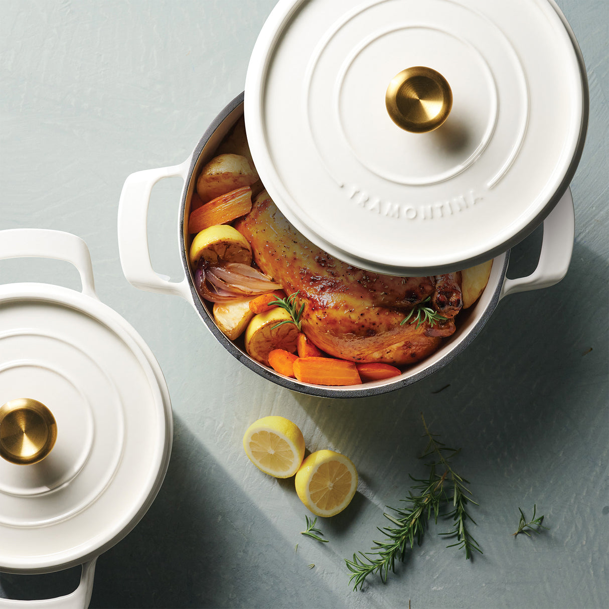 Tramontina Cocotte con Tapa de Hierro Fundido Esmaltado Latte 22 cm