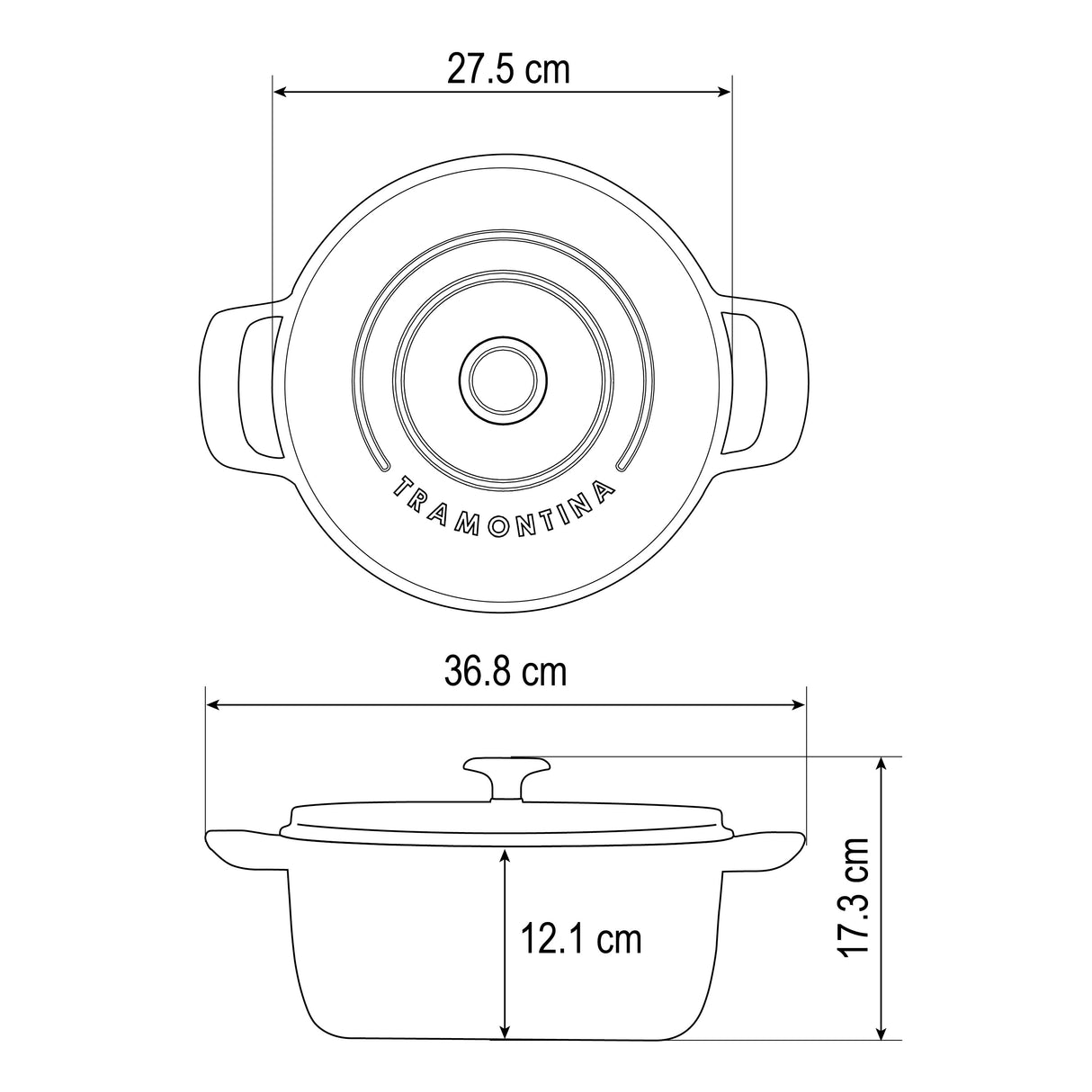 Tramontina Cocotte con Tapa de Hierro Fundido Esmaltado Azul 26 cm