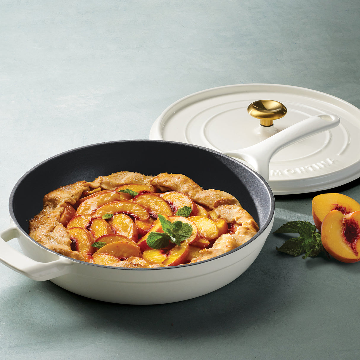 Tramontina Sartén con Tapa de Hierro Fundido Esmaltado Latte 30 cm - 3,8 L
