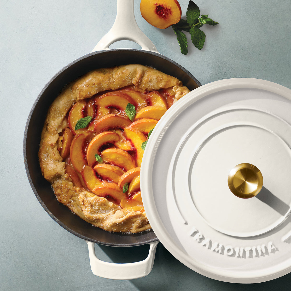Tramontina Sartén con Tapa de Hierro Fundido Esmaltado Latte 30 cm - 3,8 L