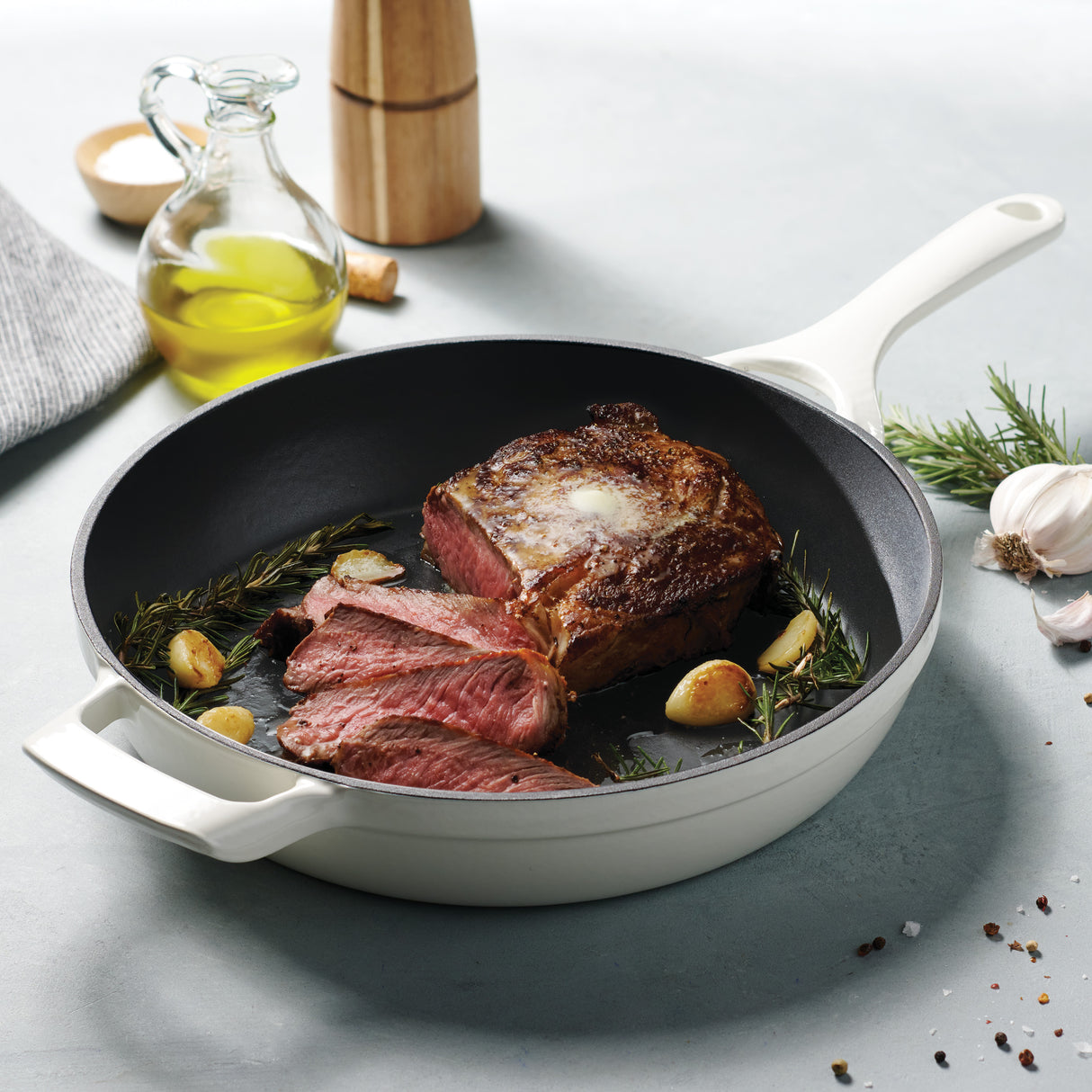 Tramontina Sartén sin Tapa de Hierro Fundido Esmaltado Latte 30 cm - 3,8 L