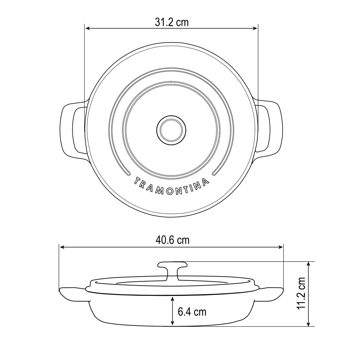 Tramontina Cazuela Baja con Tapa de Hierro Fundido Esmaltado Latte 30 cm - 3,8 L