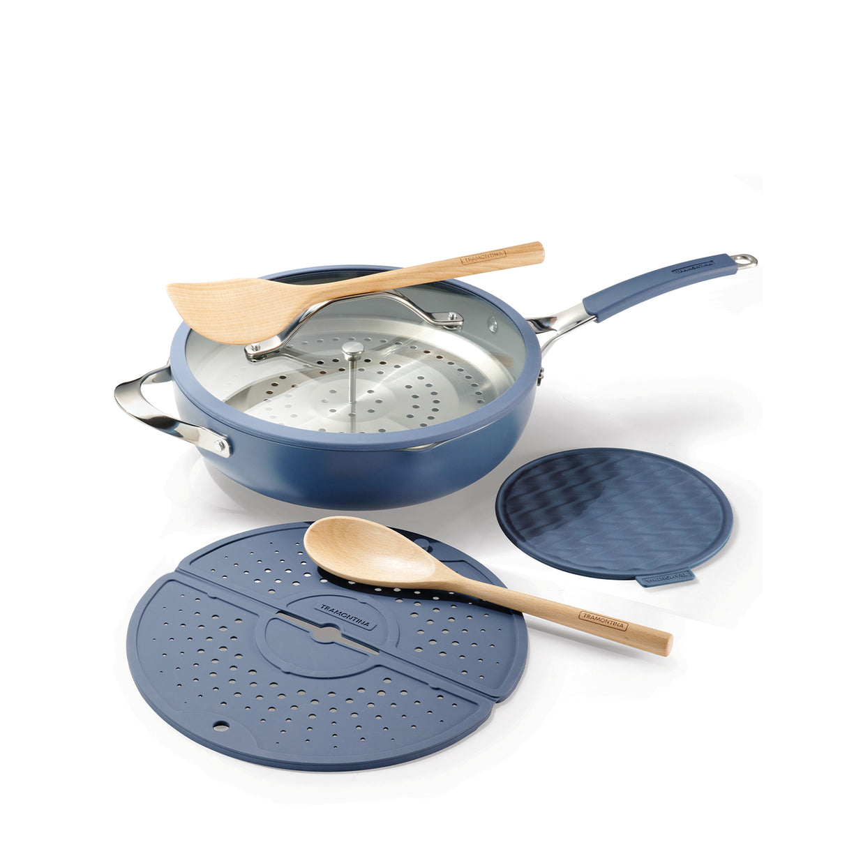 Tramontina Sartén Multifunción de Aluminio con Tapa Azul 30cm