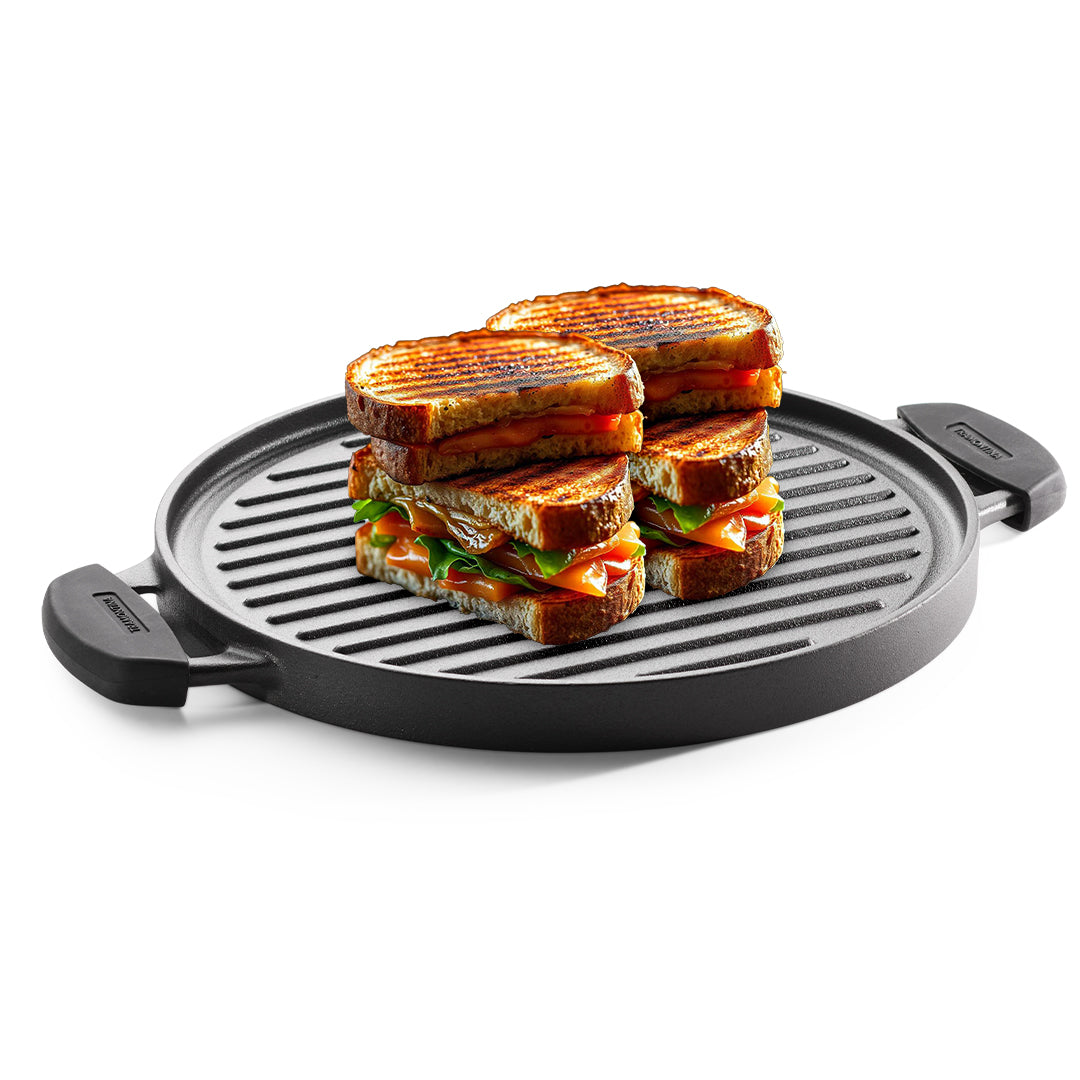 Tramontina Plancha de Hierro Fundido Reversible 2 en 1 Precurada Titanex 30 cm