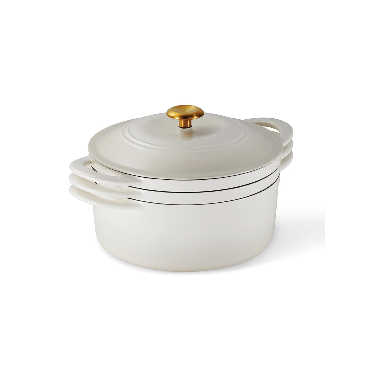 Tramontina Juego de Ollas de Hierro Fundido Esmaltado Apilables Latte 3 piezas