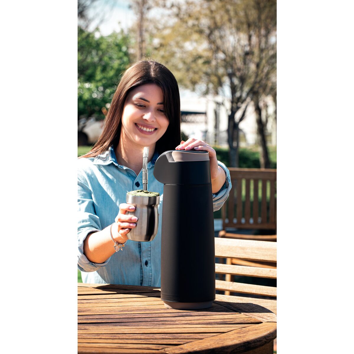 Tramontina Termo con Sifón Exata Negro 1,8L