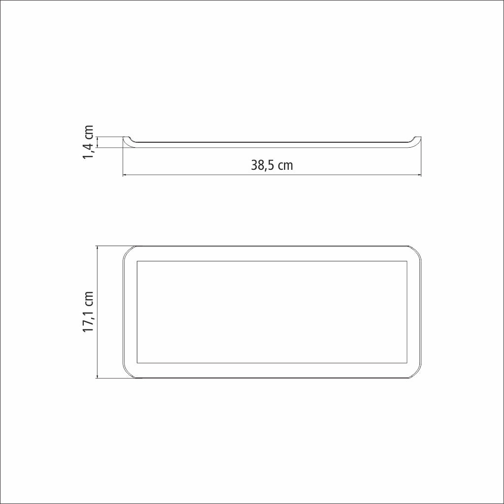Bandeja rectangular de acero inoxidable alto brillo 38x17 cm, Quadrata