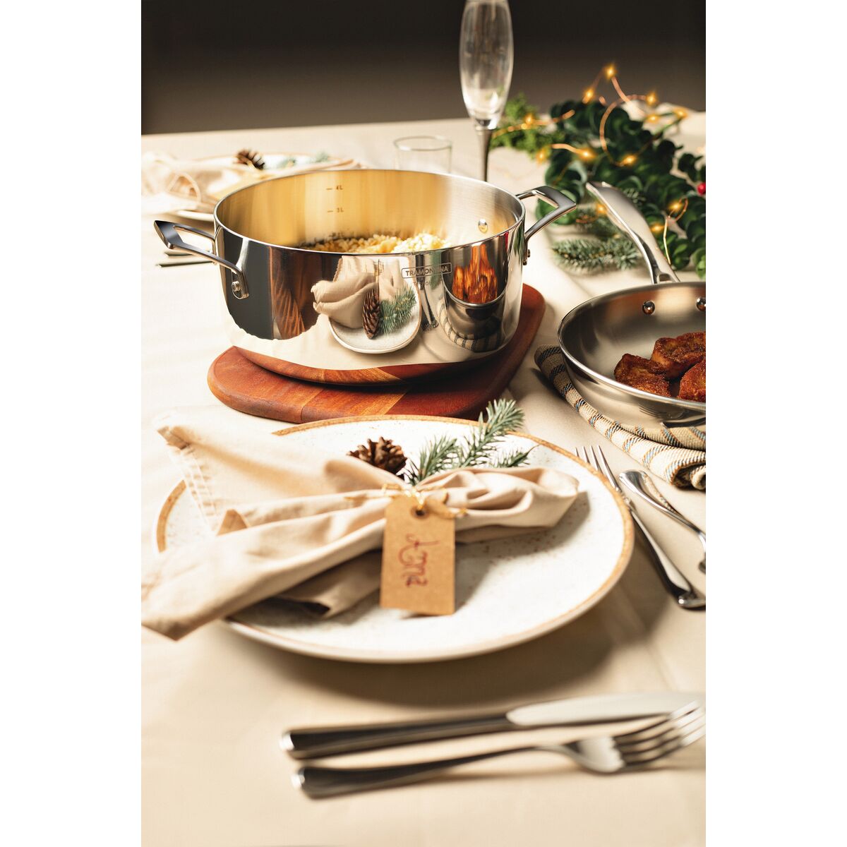 SARTÉN HONDO 30 CM - 5,60L. - TRI-PLY GRANO