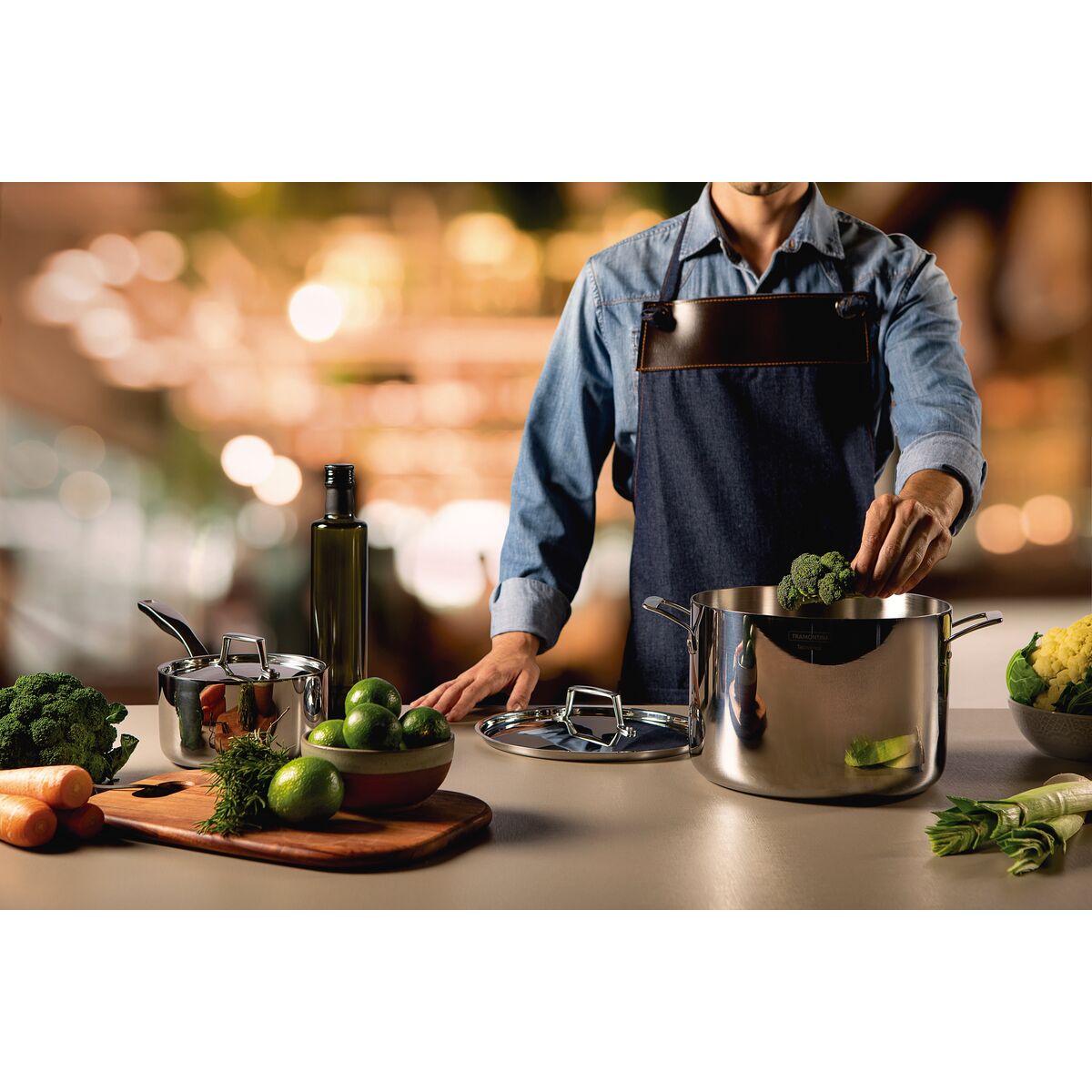 OLLA ALTA 24CM - 7,70L. - TRI-PLY GRANO