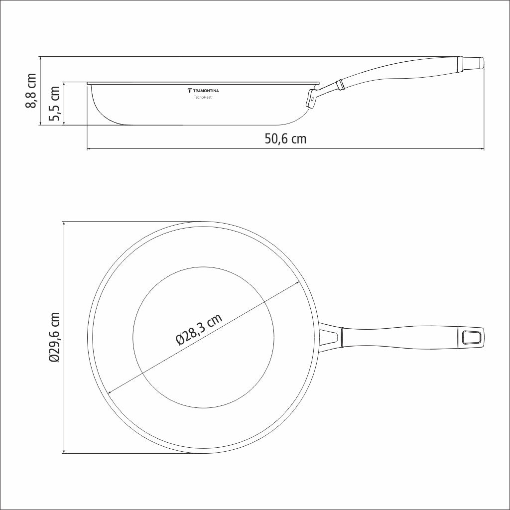 Tramontina Sartén Tri-Ply Grano de Acero Inoxidable 28 cm