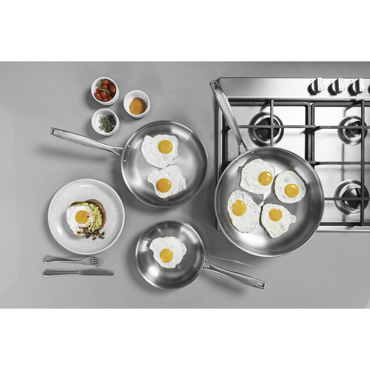 Sartén Tri-Ply Grano de Acero Inoxidable 30 cm