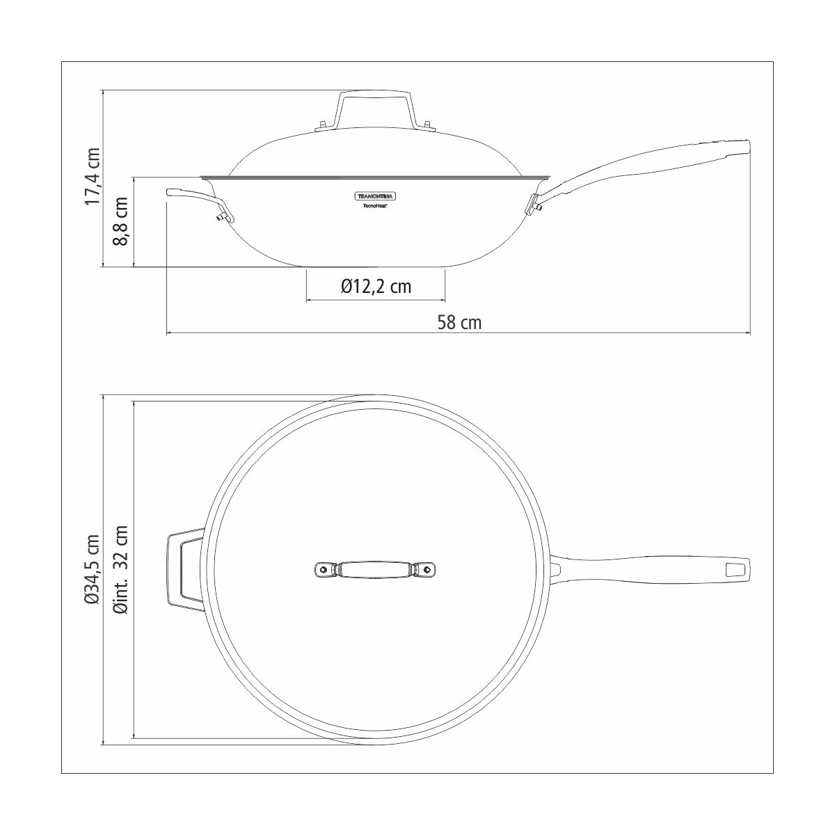 WOK 32CM - 5,20L. - TRI-PLY GRANO