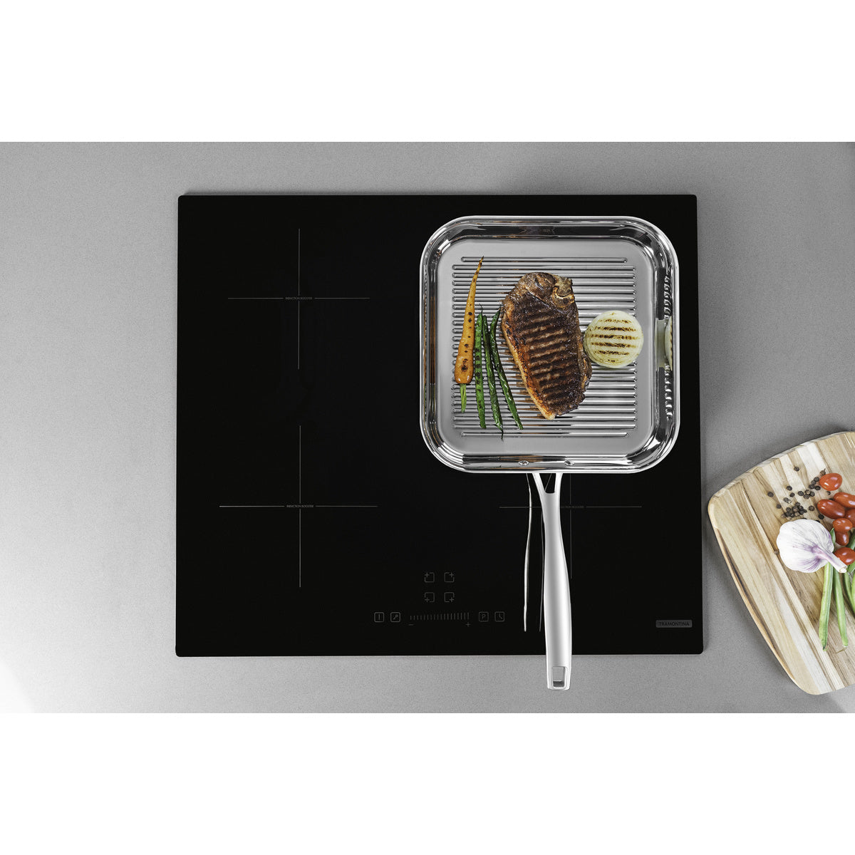 Tramontina Sartén Parrilla Tri-Ply Grano de Acero Inoxidable 26 x 26 cm