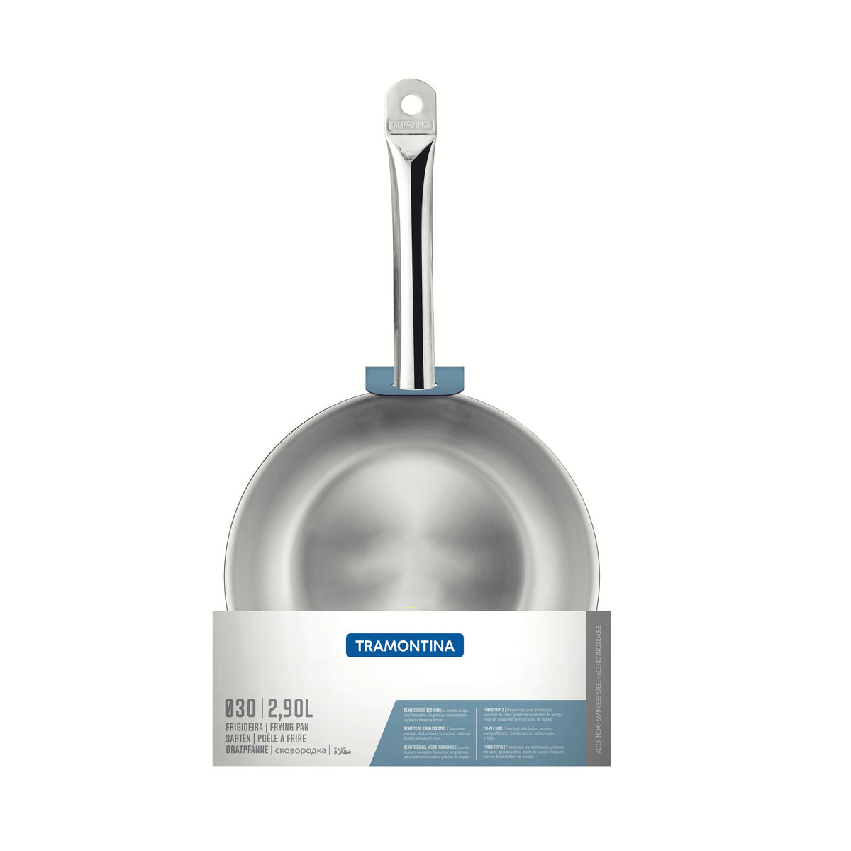 Sartén Professional de Acero Inoxidable con Fondo Triple con mango 30 cm 2,9L