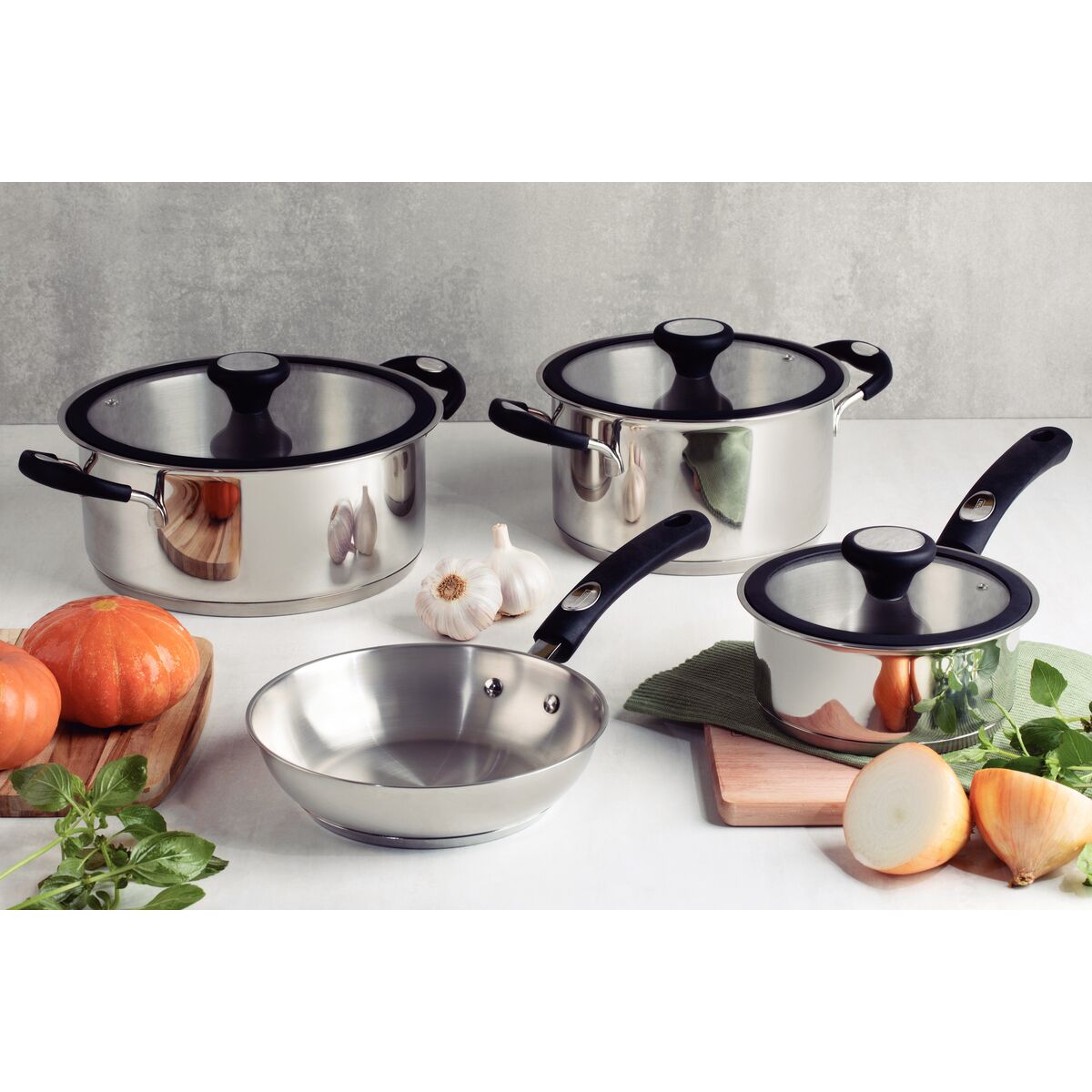 Sartén de Acero Inoxidable con Fondo Triple y Mango de Silicona Astro, 20 cm, 1,3 L