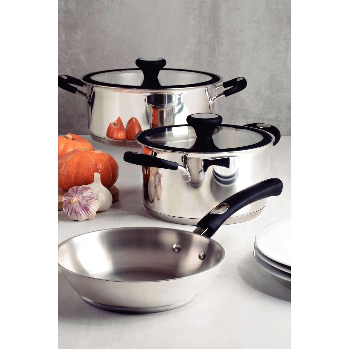 Sartén de Acero Inoxidable con Fondo Triple y Mango de Silicona Astro, 20 cm, 1,3 L