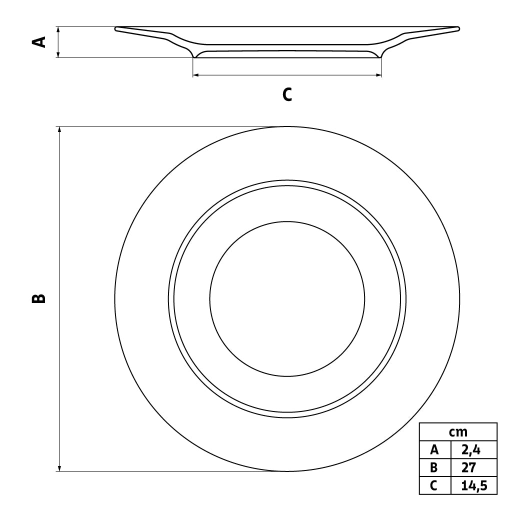 Juego de Platos Llanos de porcelana Ingrid 27 cm, 6 piezas